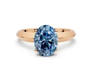Solitaire Engagement Ring Setting for Fancy Blue Oval Center with Wide Knife Ridge Band and Prong Head in Rose Gold