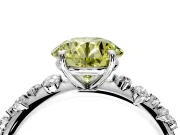 Cluster Engagement Ring Setting for Fancy Yellow Round Cut Center with Round Cut Accent Band and Prong Head in Sterling Silver