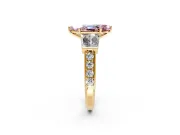 Channel-Set Engagement Ring Setting for Fancy Pink Marquise Center with Baguette Band and Prong Head in Yellow Gold