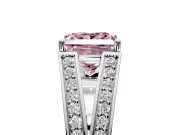 Split Shank Engagement Ring Setting for Fancy Pink Princess Cut Center with Pave Split Shank and Prong Head in Sterling Silver