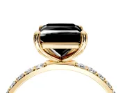 Solitaire Engagement Ring Setting for Fancy Black Princess Cut Center with Pave Accents and Prong Head in Yellow Gold