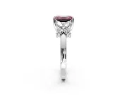 Floral Engagement Ring Setting for Fancy Pink Emerald Cut Center with Marquise Cluster Shoulders and Prong Head in Platinum