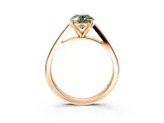 Solitaire Engagement Ring Setting for Fancy Green Oval Center with Tapered Split Shoulders and Prong Head in Rose Gold