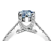 Solitaire Engagement Ring Setting for Fancy Blue Pear-Shaped Center with Widening Pave Band and Claw Prong Head in Sterling Silver