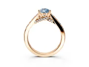 Solitaire Engagement Ring Setting for Fancy Blue Pear-Shaped Center with Crossover Accents and Prong Head in Rose Gold