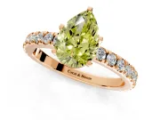 Solitaire Engagement Ring Setting for Fancy Yellow Pear-Shaped Center with Fine Pave Band and Claw Prong Head in Rose Gold