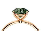 Solitaire Engagement Ring Setting for Fancy Green Round Cut Center with Straight Thin Band and Prong Head in Rose Gold