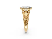 Solitaire Engagement Ring Setting for Marquise Center with Filigree Accent Basket and Prong Head in Yellow Gold