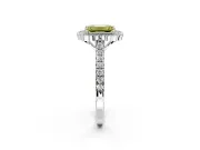Milgrain Floral Halo Engagement Ring Setting for Fancy Yellow Emerald Cut Center with Pave Band and Prong Head in Platinum
