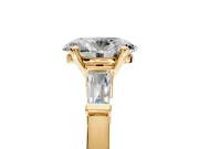 3 Stone Engagement Ring Setting for Oval Center with Channel Baguette Accents and Prong Head in Yellow Gold
