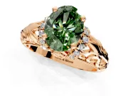 Solitaire Engagement Ring Setting for Fancy Green Oval Center with Filigree Accent Basket and Prong Head in Rose Gold