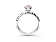 Solitaire Engagement Ring Setting for Fancy Pink Marquise Center with Milgrain X Pattern Band and Prong Head in Sterling Silver