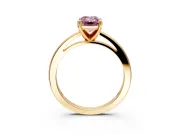 Solitaire Engagement Ring Setting for Fancy Pink Emerald Cut Center with Basket Rail and Prong Head in Yellow Gold
