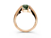 Tension Engagement Ring Setting for Fancy Green Radiant Cut Center with Wide Tapered Band and Tension Head in Rose Gold