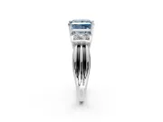 Solitaire Engagement Ring Setting for Fancy Blue Princess Cut Center with Grooved Bar Accent Band and Prong Head in Platinum