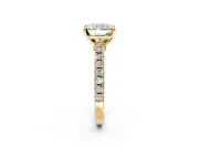 Solitaire Engagement Ring Setting for Radiant Cut Center with Single Row Accent Band and Prong Head in Yellow Gold