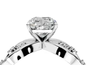 Solitaire Engagement Ring Setting for Cushion Cut Center with Criss-Cross Accent Band and Prong Head in Sterling Silver