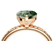 Solitaire Engagement Ring Setting for Fancy Green Heart-Shaped Center with Scrollwork Band and Prong Head in Rose Gold