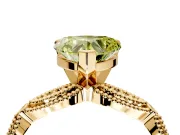 Solitaire Engagement Ring Setting for Fancy Yellow Heart-Shaped Center with Marquise Panel Band and Prong Head in Yellow Gold