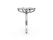 Single Halo Engagement Ring Setting for Marquise Center with Corner Claws, Plain Band and Prong Head in Sterling Silver