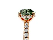 Solitaire Engagement Ring Setting for Fancy Green Round Cut Center with Band of Accents and Prong Head in Rose Gold