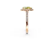 Halo Engagement Ring Setting for Fancy Yellow Pear-Shaped Center with Narrowing Pave Band and Prong Head in Rose Gold