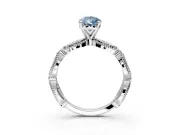 Solitaire Engagement Ring Setting for Fancy Blue Pear-Shaped Center with Marquise Panel Band and Prong Head in Platinum