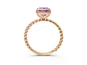 Solitaire Engagement Ring Setting for Fancy Pink Princess Cut Center with Plain Twisted Rope Band and Prong Head in Rose Gold