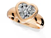 Solitaire Engagement Ring Setting for Heart-Shaped Center with Wide Band and Bezel Head in Rose Gold