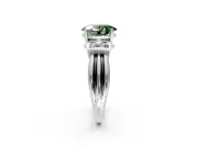 Solitaire Engagement Ring Setting for Fancy Green Oval Center with Grooved Bar Accent Band and Prong Head in Platinum