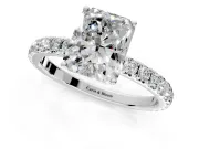 Solitaire Engagement Ring Setting for Radiant Cut Center with Large Accent Band and Prong Head in White Gold