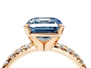 Solitaire Engagement Ring Setting for Fancy Blue Asscher Cut Center with Large Accents and Prong Head in Rose Gold