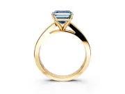 Solitaire Engagement Ring Setting for Fancy Blue Asscher Cut Center with Princess Cut Channel Band and Prong Head in Yellow Gold