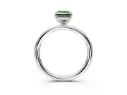 Low-Set Solitaire Engagement Ring Setting for Fancy Green Princess Cut Center with Thin Plain Band and Prong Head in Sterling Silver