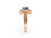 Solitaire Engagement Ring Setting for Fancy Blue Cushion Cut Center with Twisted Band and Scroll Prong Head in Rose Gold