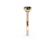 Solitaire Engagement Ring Setting for Fancy Green Round Cut Center with Channel Accents and Prong Head in Rose Gold