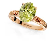 Solitaire Engagement Ring Setting for Fancy Yellow Oval Center with XO Engraved Band and Prong Head in Rose Gold