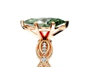 Solitaire Engagement Ring Setting for Fancy Green Marquise Center with Marquise Panel Band and Prong Head in Rose Gold