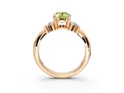 Solitaire Engagement Ring Setting for Fancy Yellow Oval Center with Grooved Bar Accent Band and Prong Head in Rose Gold