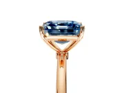 Solitaire Engagement Ring Setting for Fancy Blue Asscher Cut Center with Straight Thin Band and Prong Head in Rose Gold