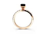 Open Basket Engagement Ring Setting for Fancy Black Emerald Cut Center with Pave Band and Prong Head in Rose Gold