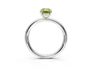Hidden Halo Engagement Ring Setting for Fancy Yellow Emerald Cut Center with Thin Rounded Band and Prong Head in Sterling Silver