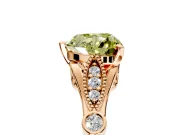Solitaire Engagement Ring Setting for Fancy Yellow Heart-Shaped Center with Marquise and Bezel Accents and Prong Head in Rose Gold