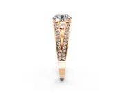 Split Shank Engagement Ring Setting for Round Cut Center with Pave Split Shank and Prong Head in Rose Gold
