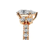 Paired Accent Engagement Ring Setting for Pear-Shaped Center with Pave Band and Prong Head in Rose Gold