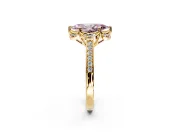 Floral Engagement Ring Setting for Fancy Pink Marquise Center with Four Accent Clusters and Prong Head in Yellow Gold