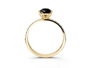 Solitaire Engagement Ring Setting for Fancy Black Pear-Shaped Center with Fine Pave Accents and Prong Head in Yellow Gold