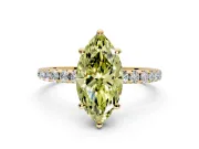 Solitaire Engagement Ring Setting for Fancy Yellow Marquise Center with Micro Pave Band and Prong Head in Yellow Gold