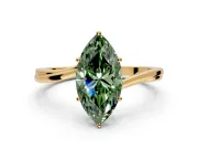 Solitaire Engagement Ring Setting for Fancy Green Marquise Center with Plain Bypass Twist Band and Prong Head in Yellow Gold