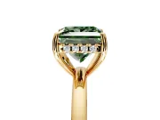 Solitaire Engagement Ring Setting for Fancy Green Princess Cut Center with Fine Wire Band and Prong Head in Yellow Gold